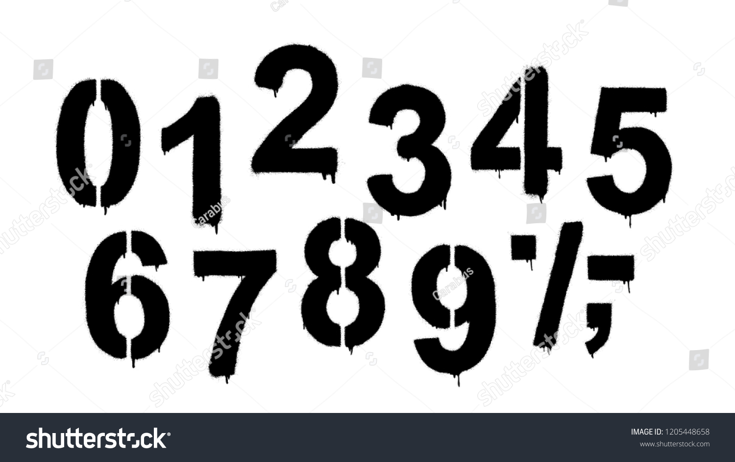 stock-vector-stencil-numeral-and-drip-paint-black-on-white-white-on-black-vector-illustration-eps-vector-1205448658