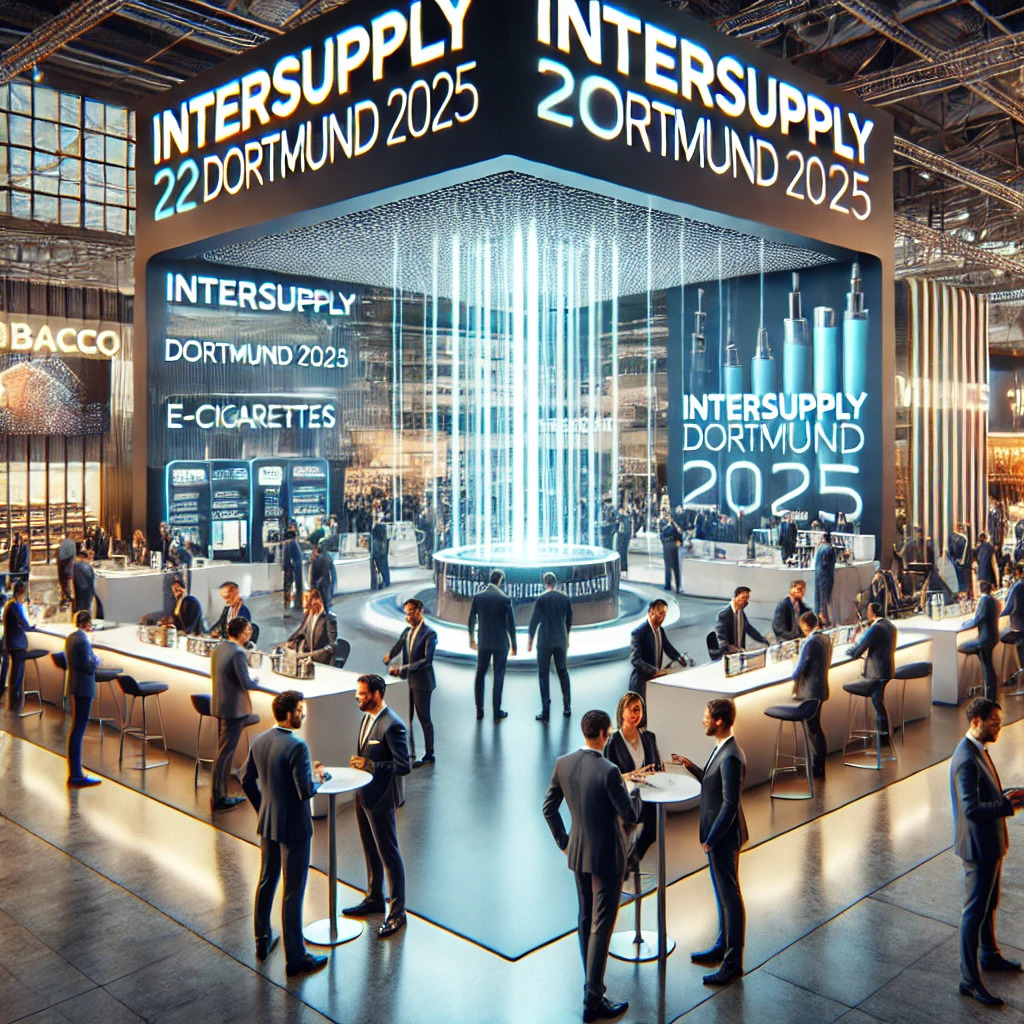 DALL·E 2025-02-25 12.23.13 - A promotional image for InterSupply Dortmund 2025, an international trade fair focused on tobacco products, e-cigarettes, and vaping technology. The i