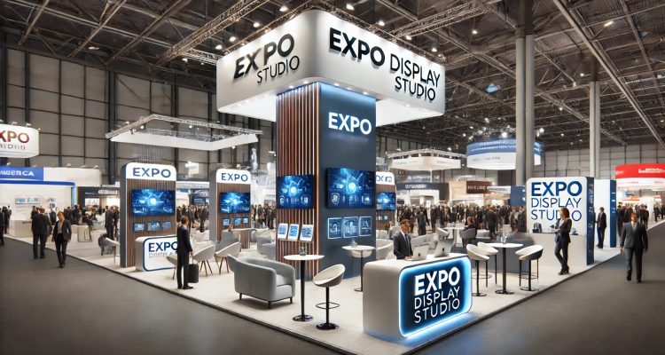 DALL·E 2025-02-27 17.09.09 - A professional exhibition booth setup in Düsseldorf, designed by Expo Display Studio. The booth features a modern and sleek design with high-quality m