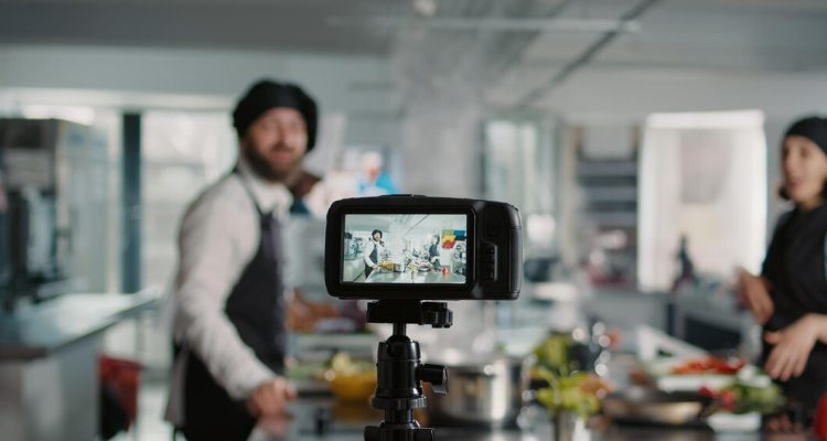 camera-filming-people-cooking-professional-menu-dish-kitchen-recording-online-vlog-gastronomy-show-program-tv-team-cooks-teaching-gourmet-meal-preparations-tripod-shot_482257-49301