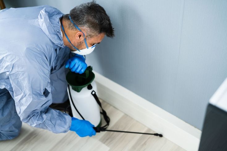 Professional Pest Control Technician Spraying for Home Protection