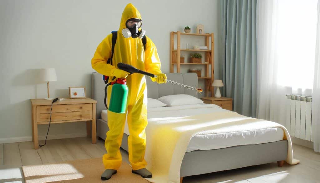 Professional Bed Bug Exterminator in Action