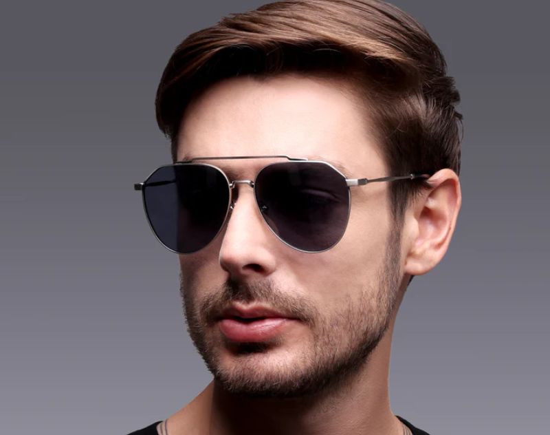 Black Gold Rectangle Sunglasses